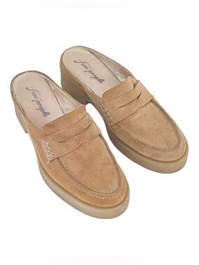 Free People Leighton Loafer Mules genuine Nubuck suede leather Size EU 38 / US 8